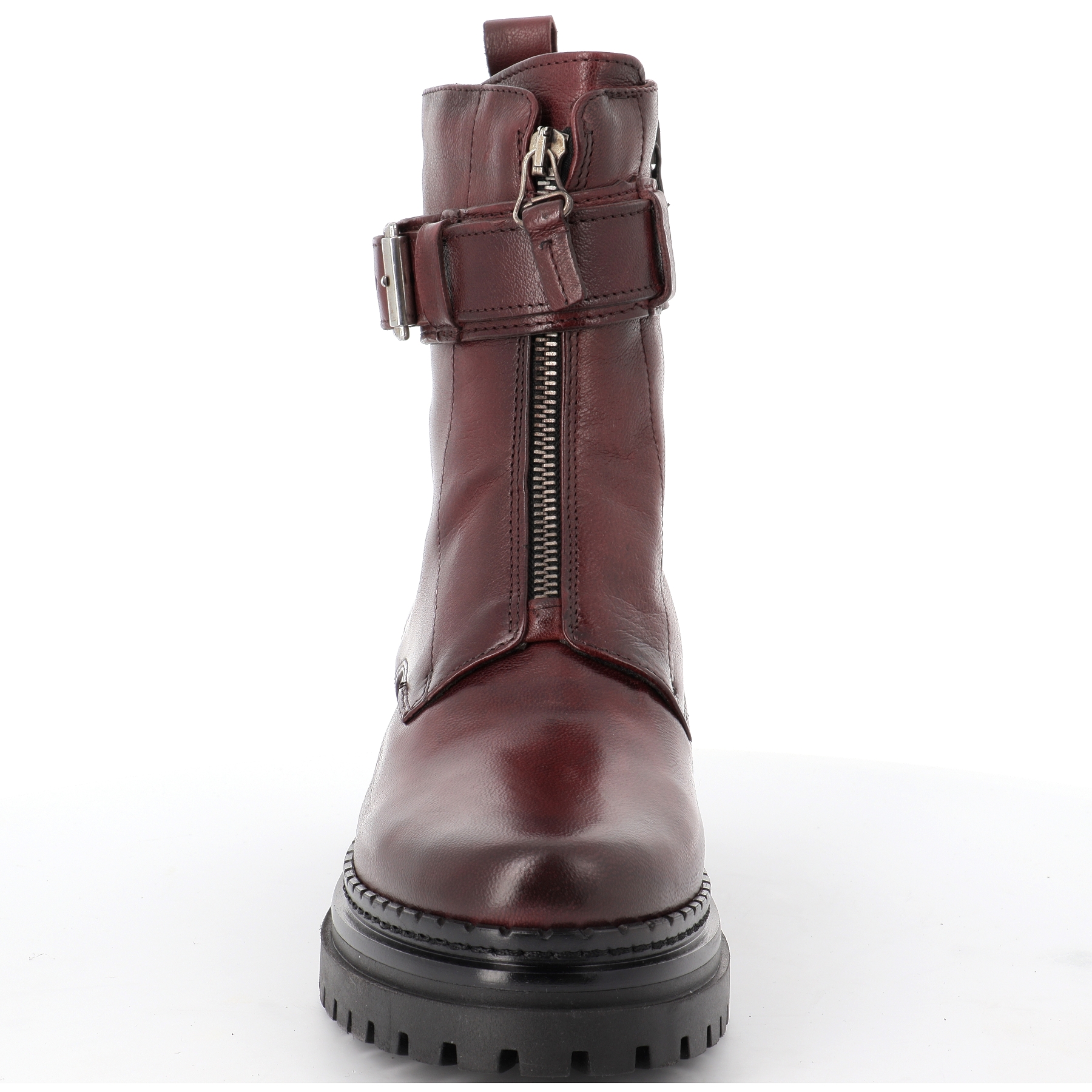 Bottes Femme En Cuir Bordeaux Mjus - Talon Moyen Décroché, Bout Pointu Et Fermeture Zip - Style élégant Pour Automne-hiver